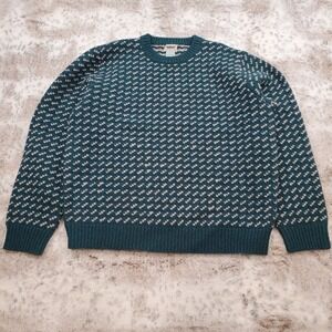 NEW LL Bean Men's XL Lambswool Ragg Crew Neck Sweater Deepest Green Birdseye